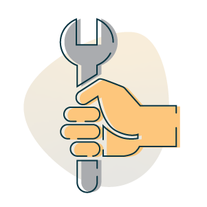 Repairs Hand holding wrench